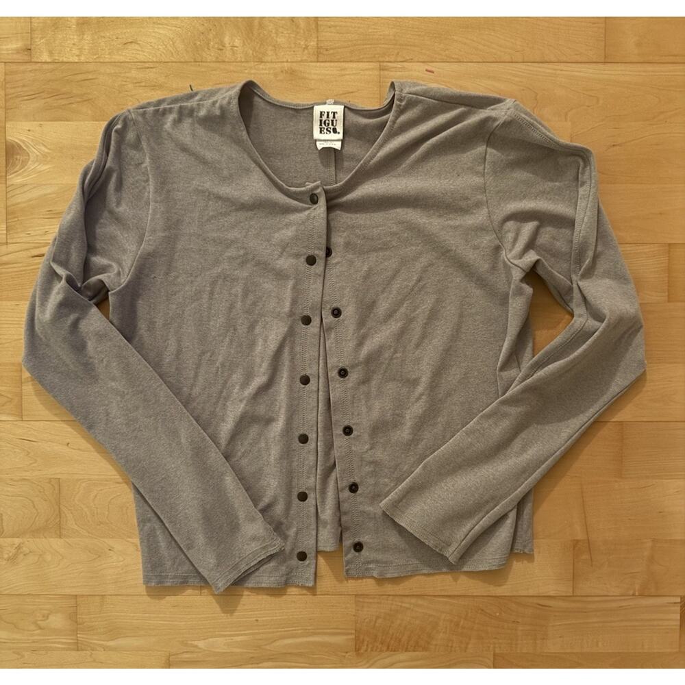 Fitigues Grey Snap Cardigan Crewneck Sweater M
